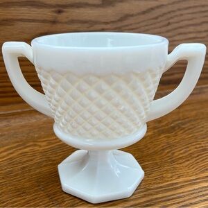 Vintage Westmoreland English hobnail pedestal open sugar bowl.